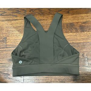 Lululemon Sports Bra Women 6 Green Fast Free Olive Gym Workout Yoga Active Wear